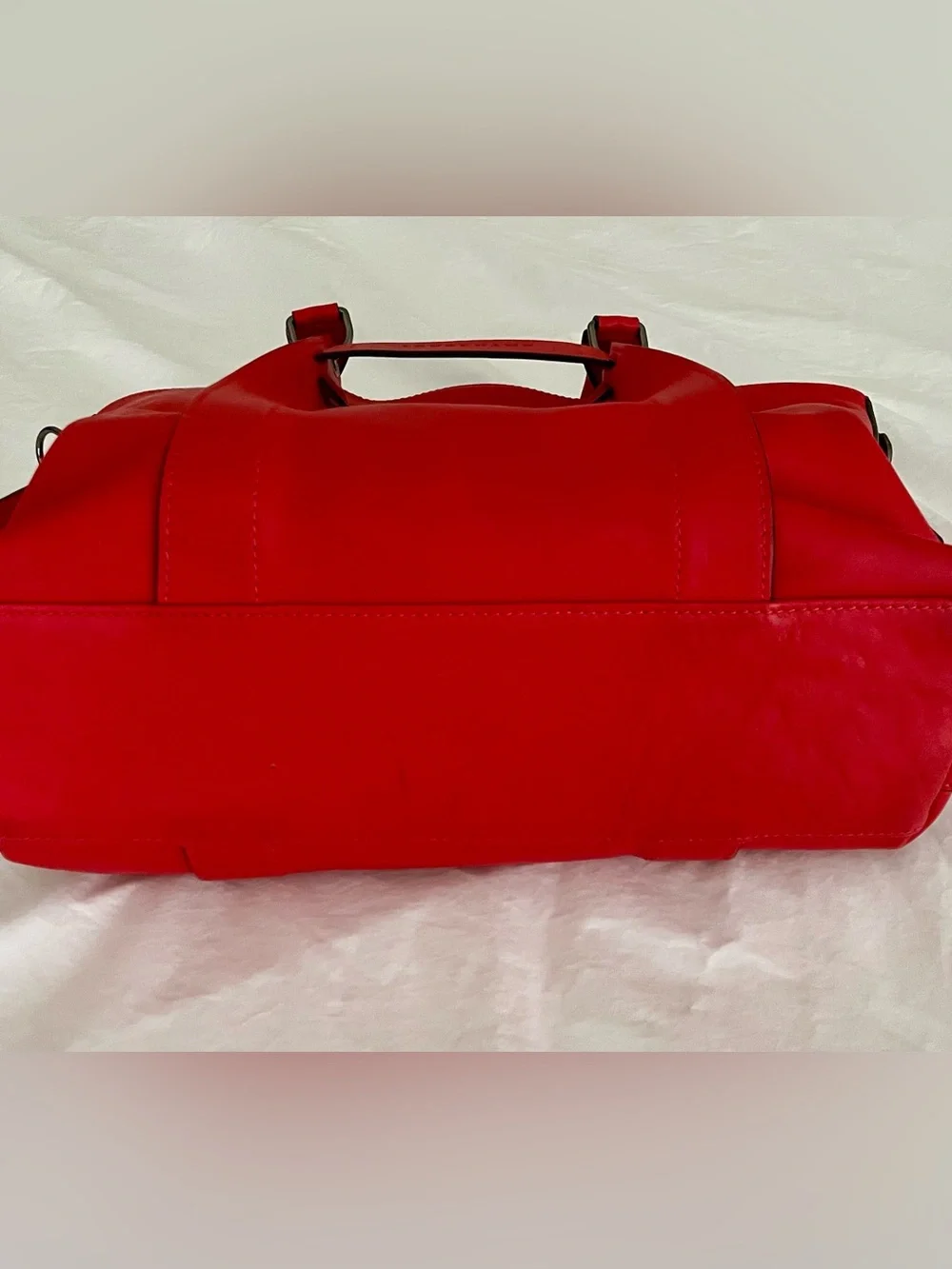 Longchamp Leather Top Handle Satchel Tote Red Crossbody Bag w/ Strap